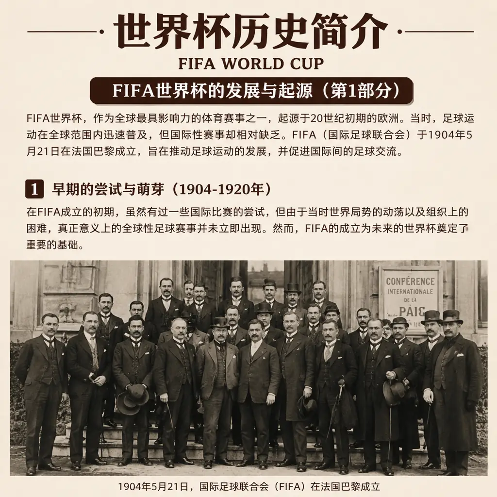 世界杯历史简介：FIFA世界杯的发展与起源
